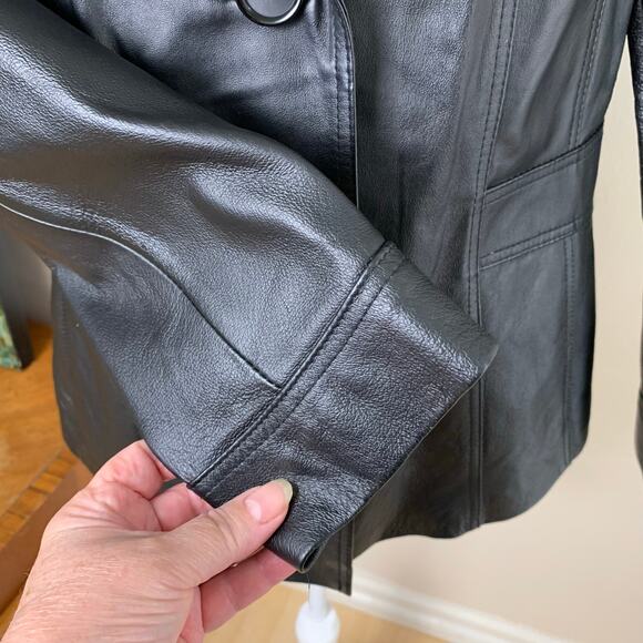 Vintage East 5th Petite Size PXL Women's Leather Jacket Black Button Front - Picture 8 of 10